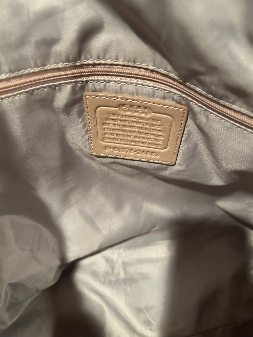 Coach Black Signature Tote with Light Tan Handles and Red Accent - Picture 3 of 3